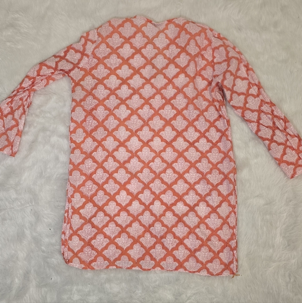 Roberta Roller Rabbit Coral and Light Pink Patterned Tunic - Picture 4 of 7